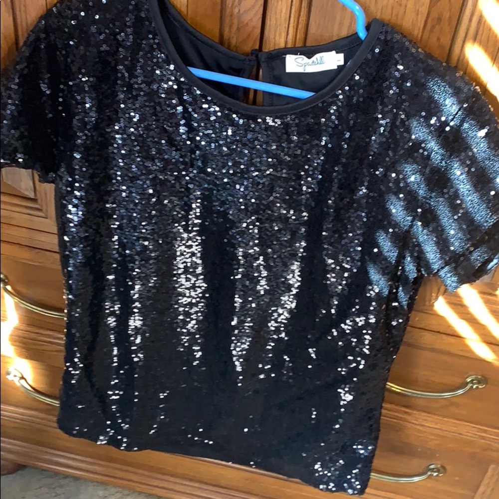 Black sequin top